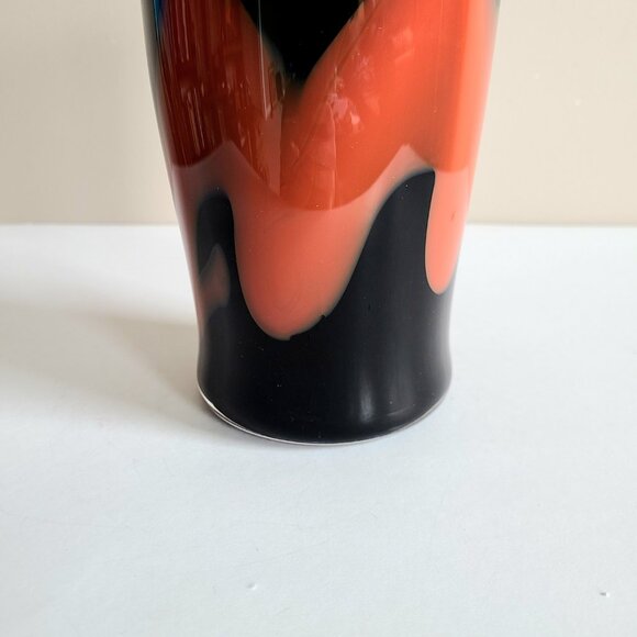 Hadeland Gro Bergslien or Murano Glass Black and Red Vase. Signed. - Picture 7 of 8